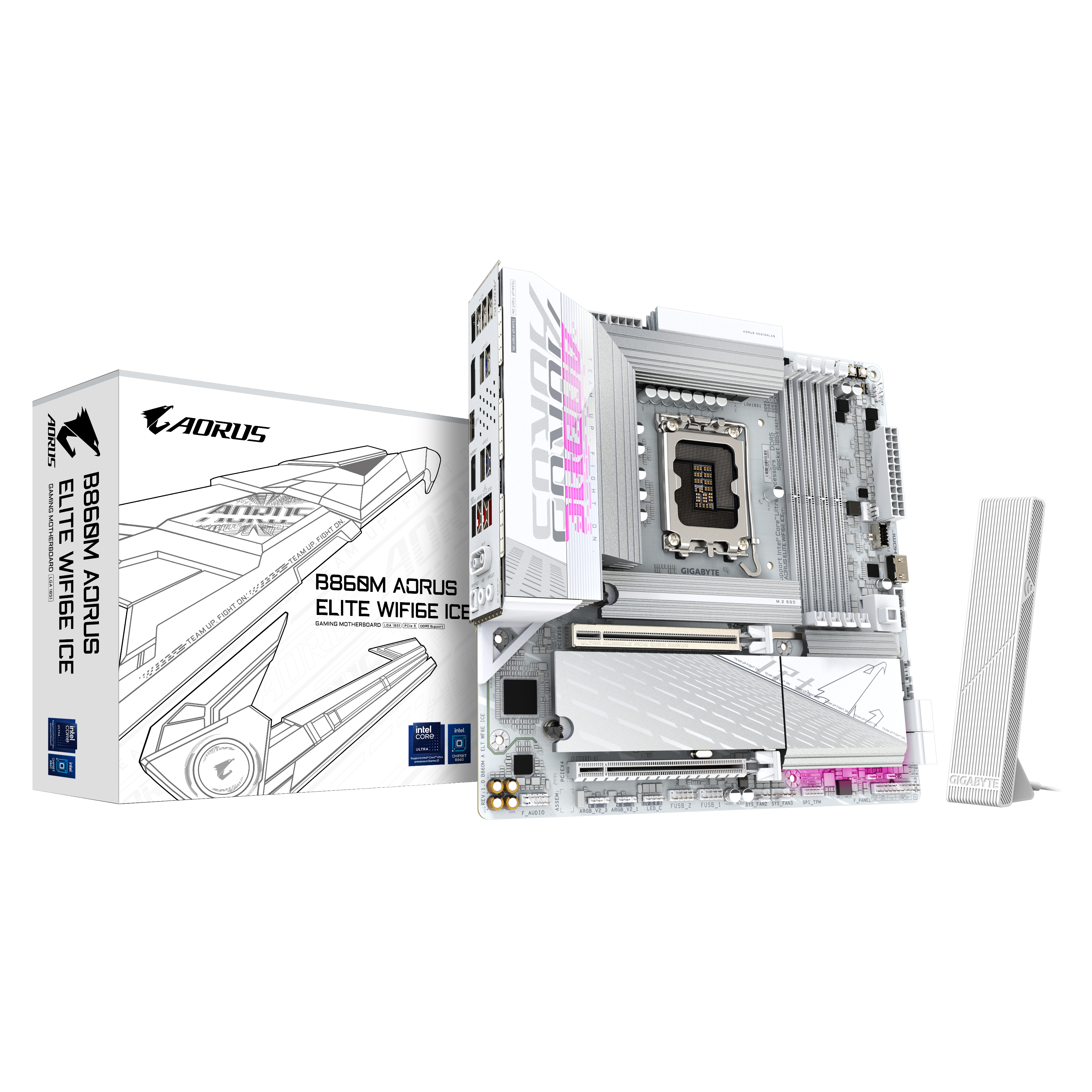 Bekijk afbeelding 1 van Gigabyte 1851 B860M AORUS ELITE WIFI6E ICE - DDR5/3xM.2/